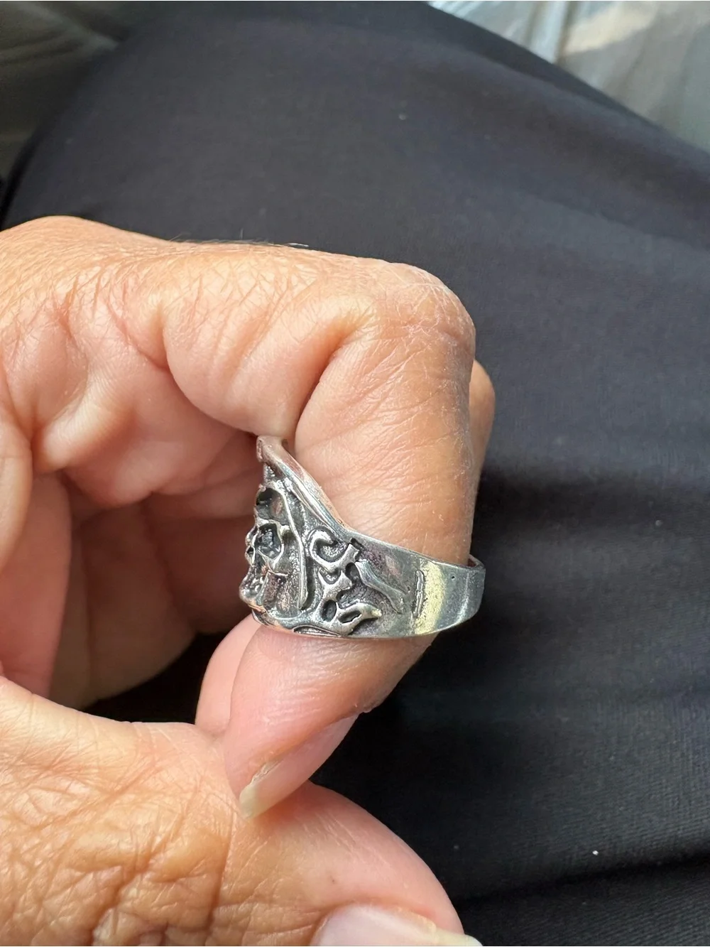 Men's Silver Skull & Scythe Statement Ring - Gothic Accessory
